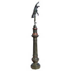 Large Fine Bronze Sculpture of Mercury and Original Marble Pedestal