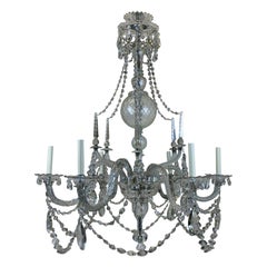 Large Fine Cut Glass English Georgian Chandelier