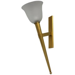 Large Fine French 1950s Bronze and Glass Torchere Wall light by Perzel