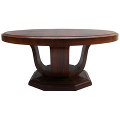 Gran mesa de comedor ovalada extensible de estilo Art Déco francés de Georges Renouvin