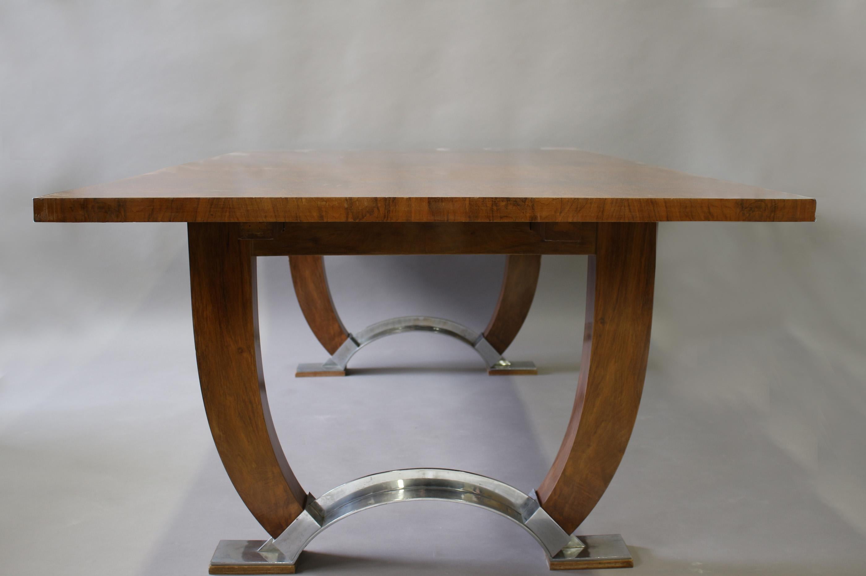 Large Fine French Art Deco Extendable Walnut Dining Table by Leleu - Documented 3