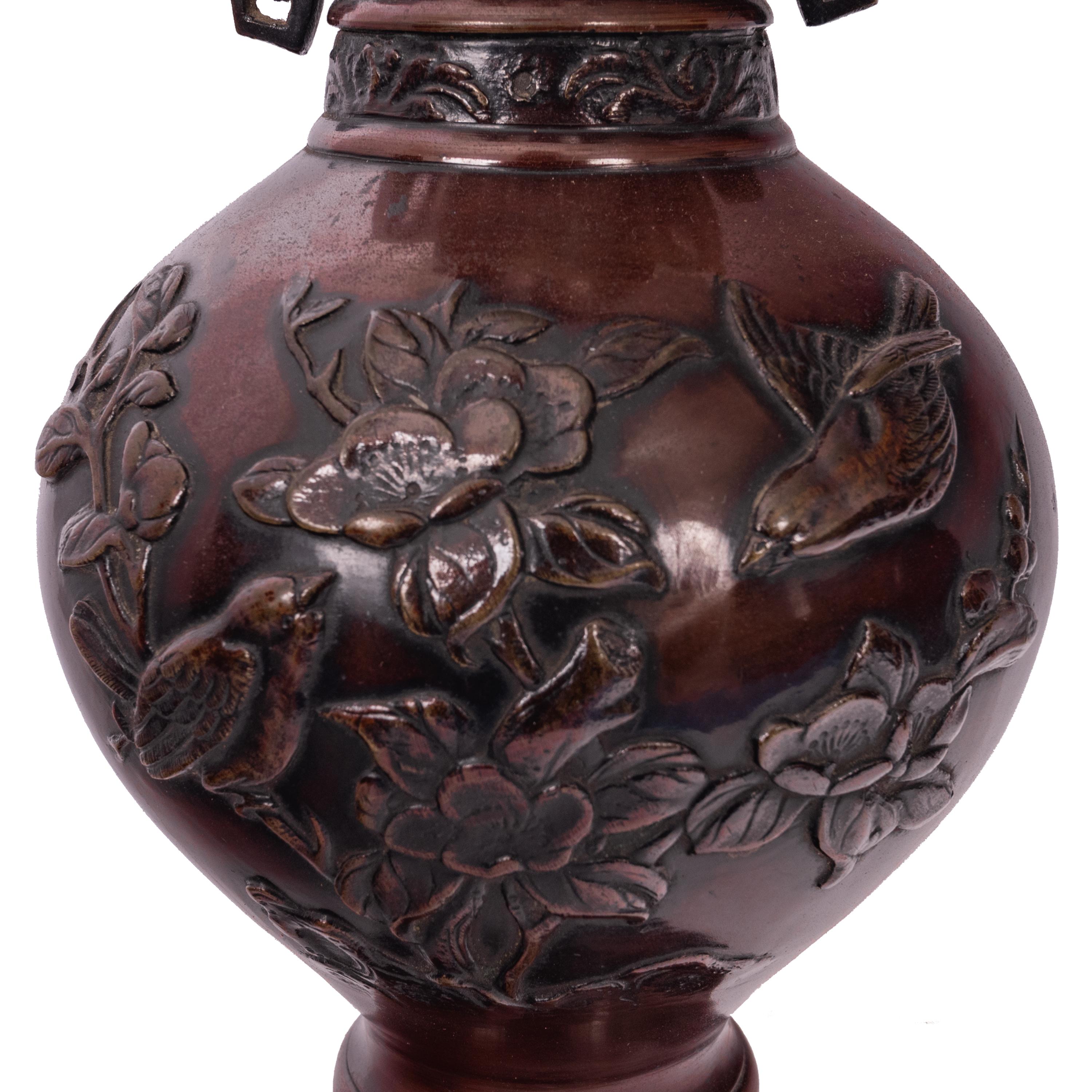 Large & Fine Pair of Antique Japanese Meiji Period Patinated Bronze Vases, 1890 6