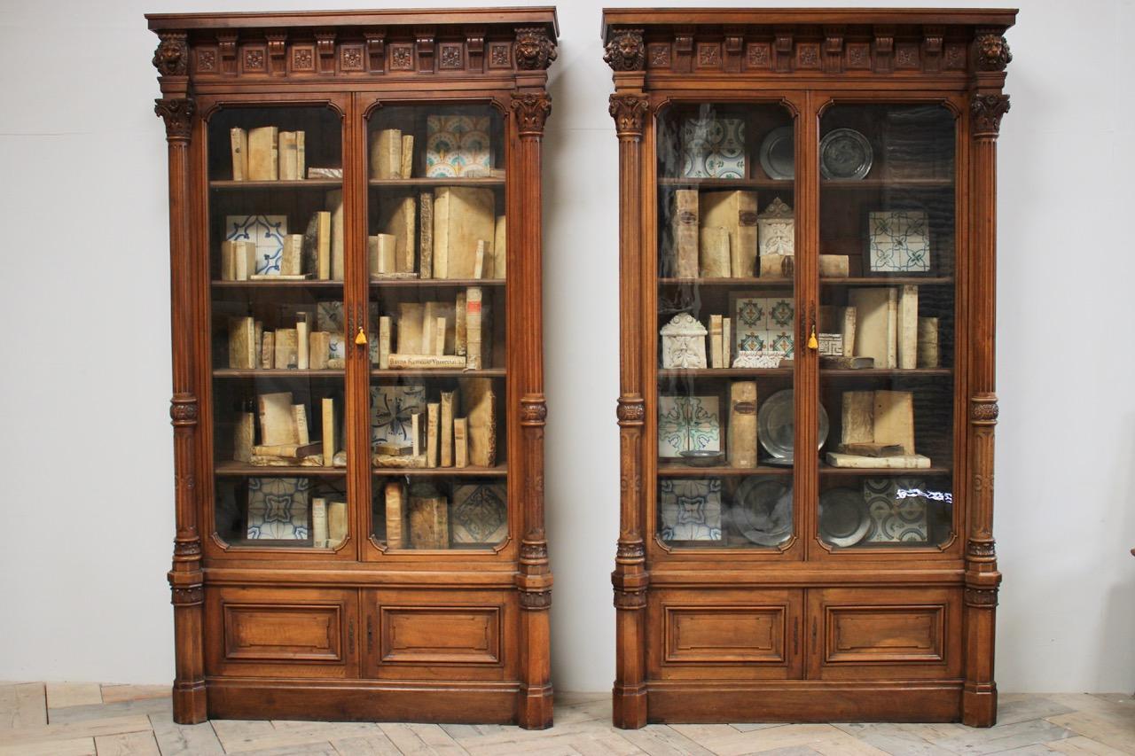 Large and Fine Pair of 19th Century French Neoclassical Country House Bookcases For Sale 2