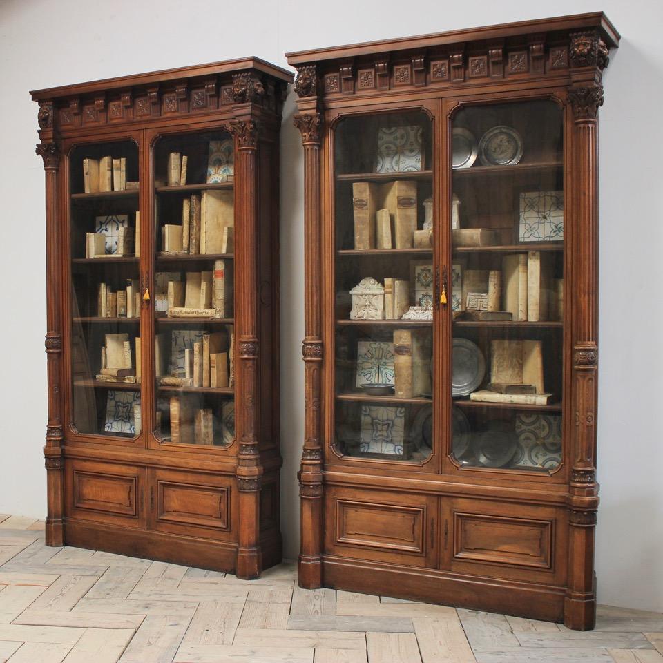 Large and Fine Pair of 19th Century French Neoclassical Country House Bookcases For Sale 3