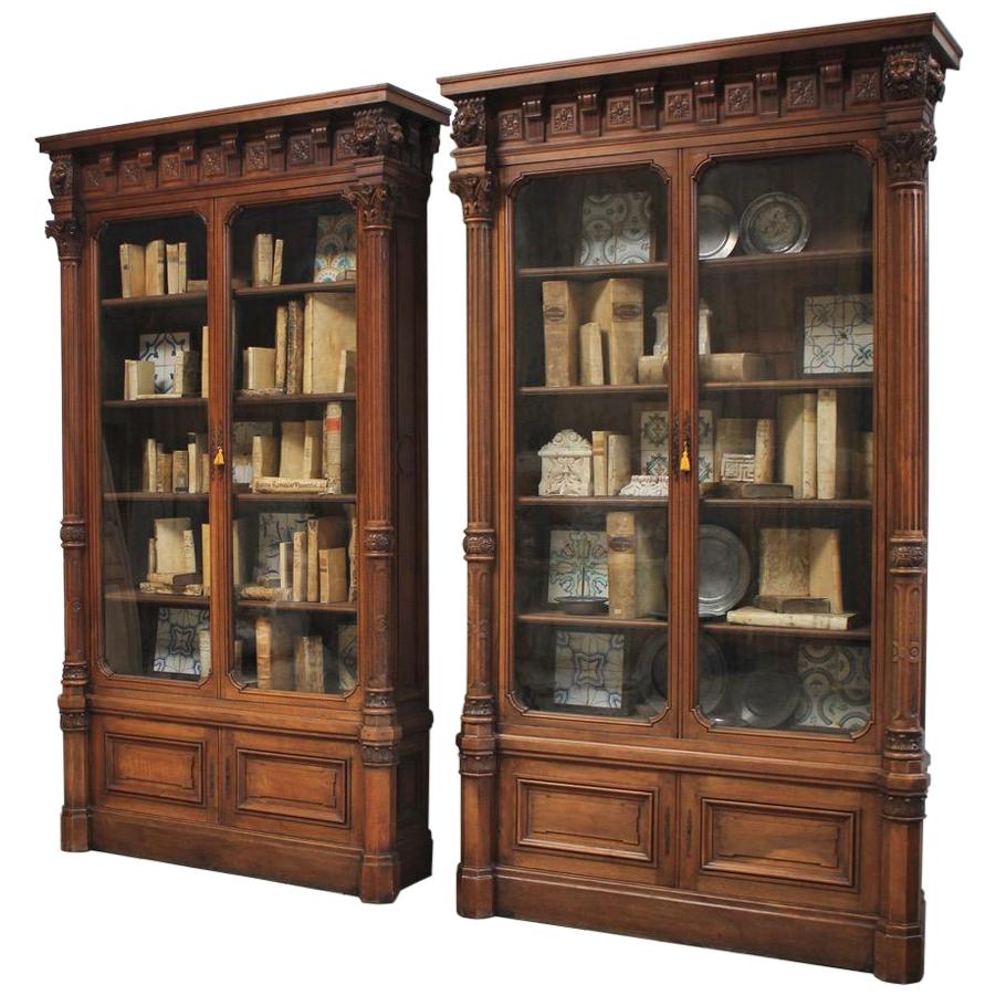 Large and Fine Pair of 19th Century French Neoclassical Country House Bookcases For Sale