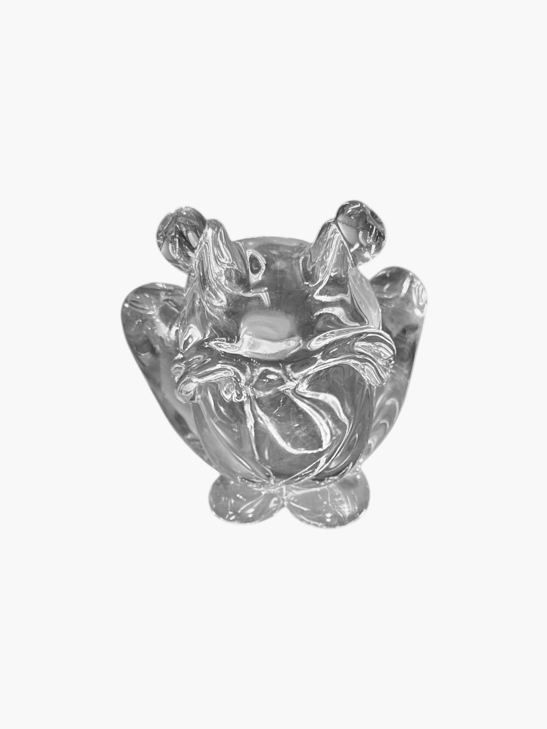 Italiano Large Fine Pure Crystal Frog Sculpture in vendita