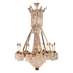 Large Fine Victorian Bronze Cut & Molded Glass 12 Light Chandelier c. 1840-1880