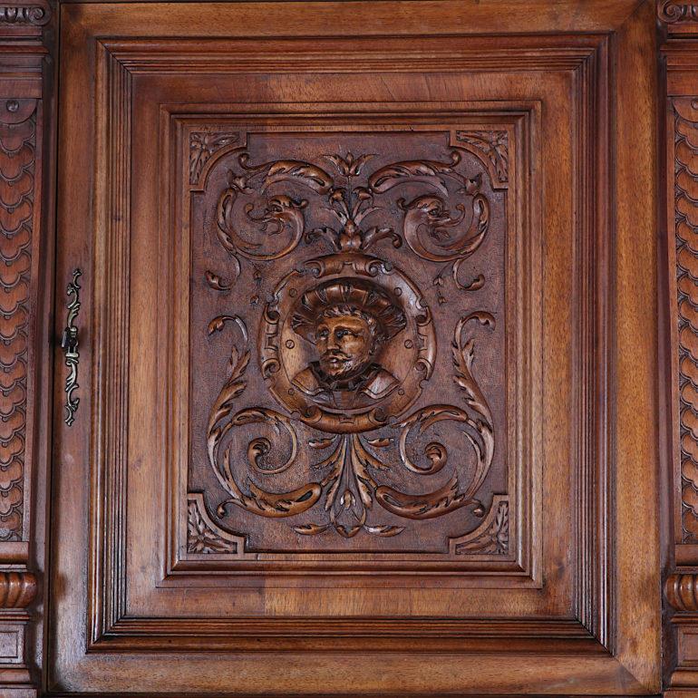 Large Finely Carved Walnut Renaissance Revival Cabinet, 1880 4