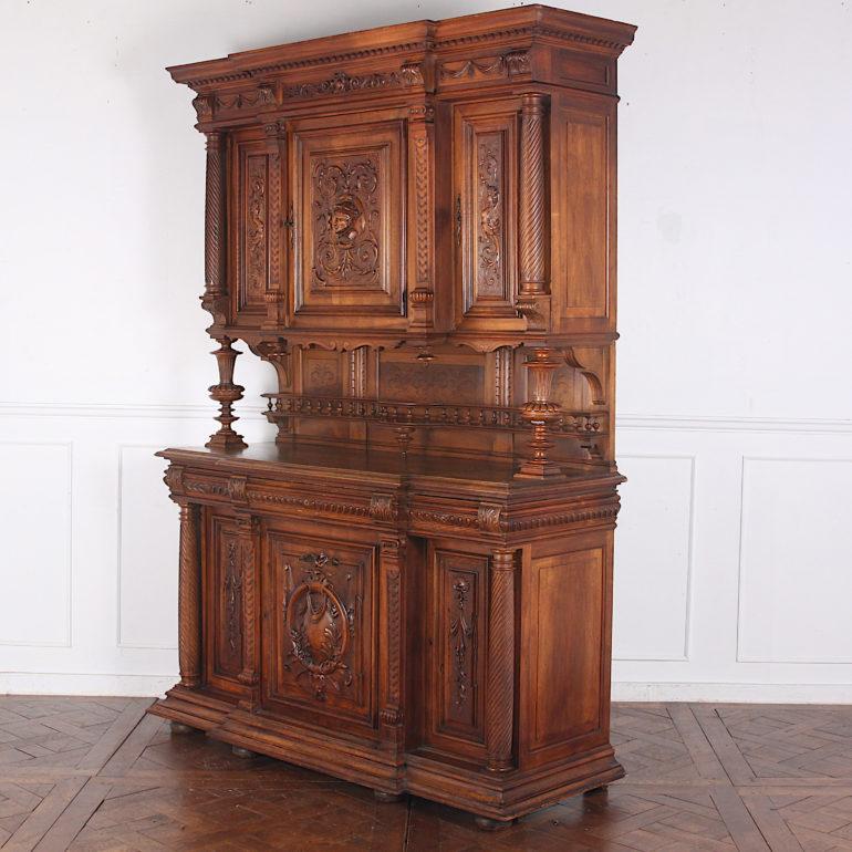 Oak Large Finely Carved Walnut Renaissance Revival Cabinet, 1880