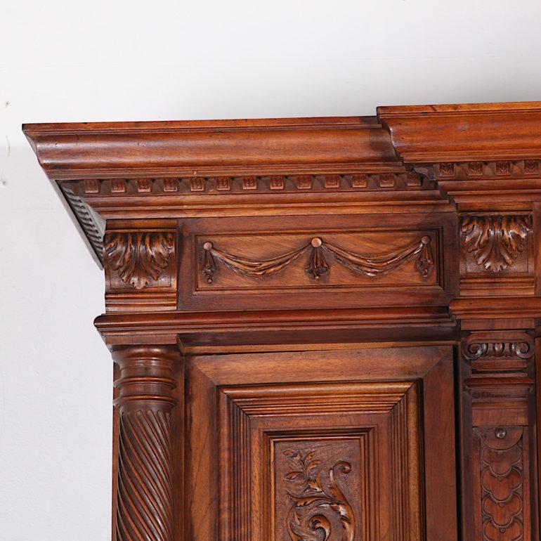 Large Finely Carved Walnut Renaissance Revival Cabinet, 1880 1