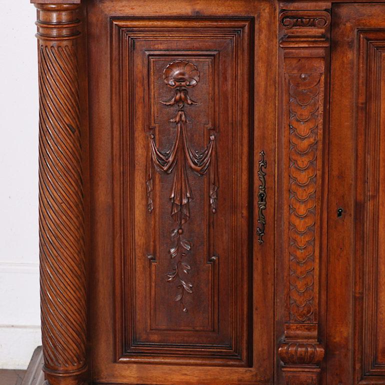 Large Finely Carved Walnut Renaissance Revival Cabinet, 1880 2