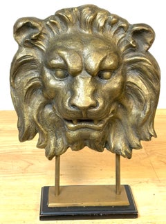 Large Finely Cast Bronze Lion Mask, Museum Mounted 20th Century