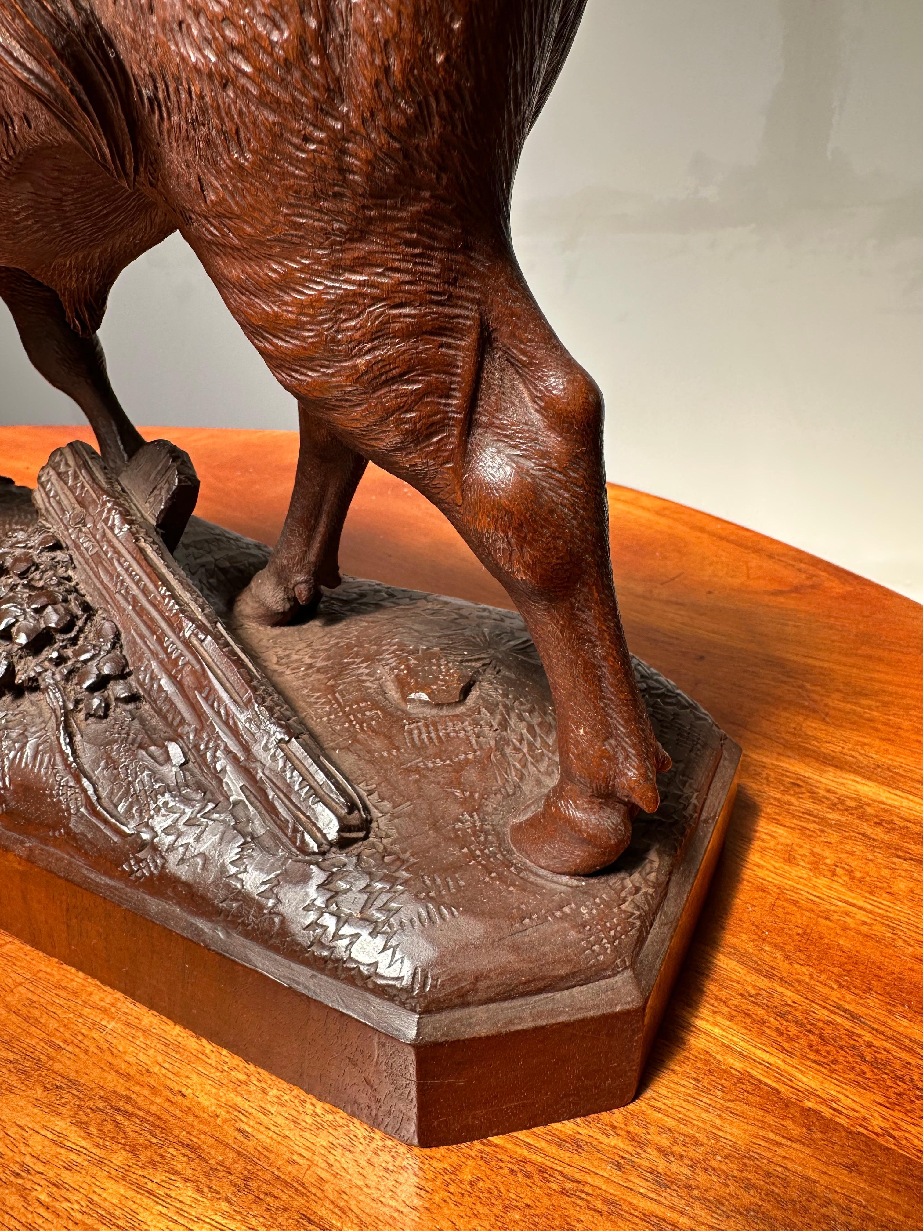 Grande sculpture de taureau en bois de noyer sculptée en Suisse Black Forest, de la plus haute qualité. en vente 7