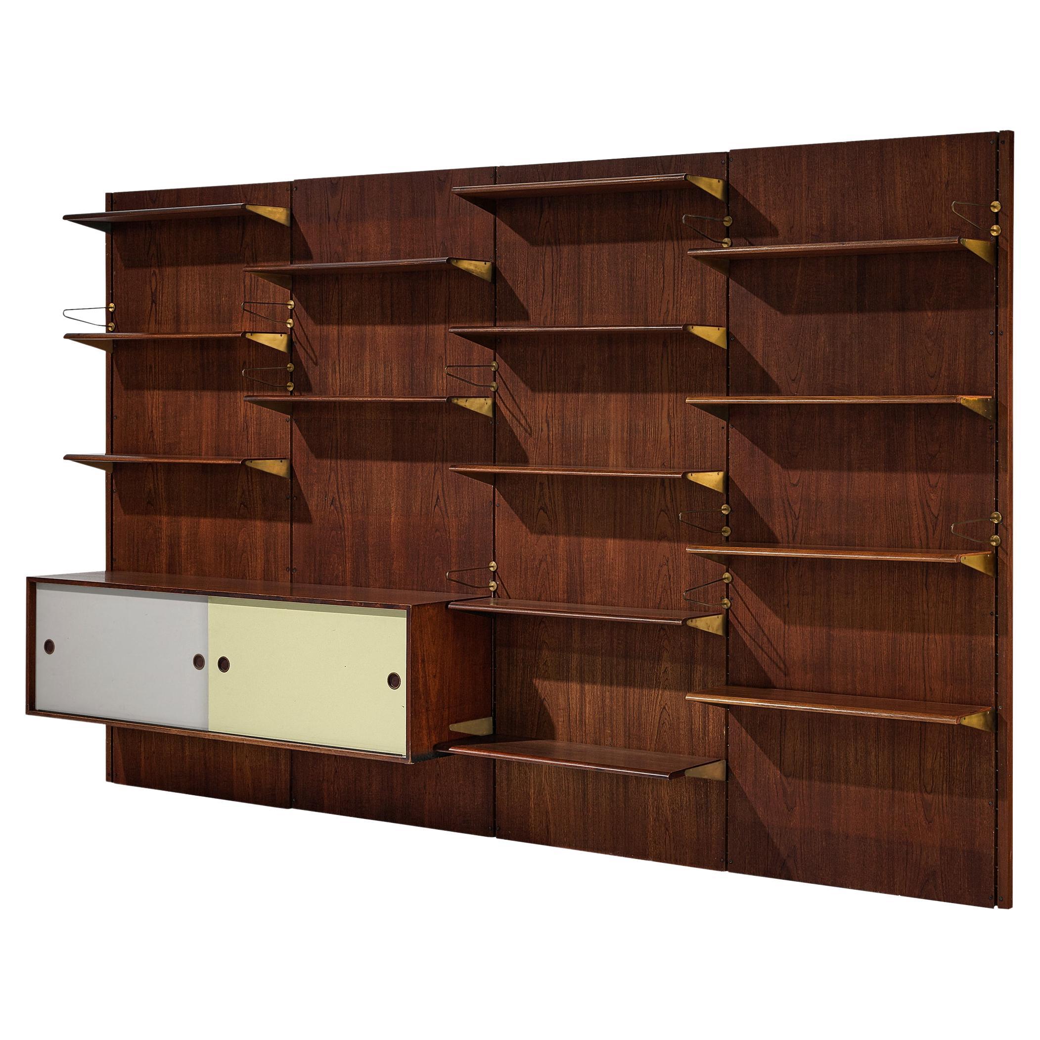 Large Finn Juhl for Bovirke Wall Unit in Teak and Brass 