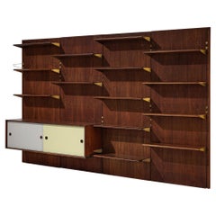 Retro Large Finn Juhl for Bovirke Wall Unit in Teak and Brass 