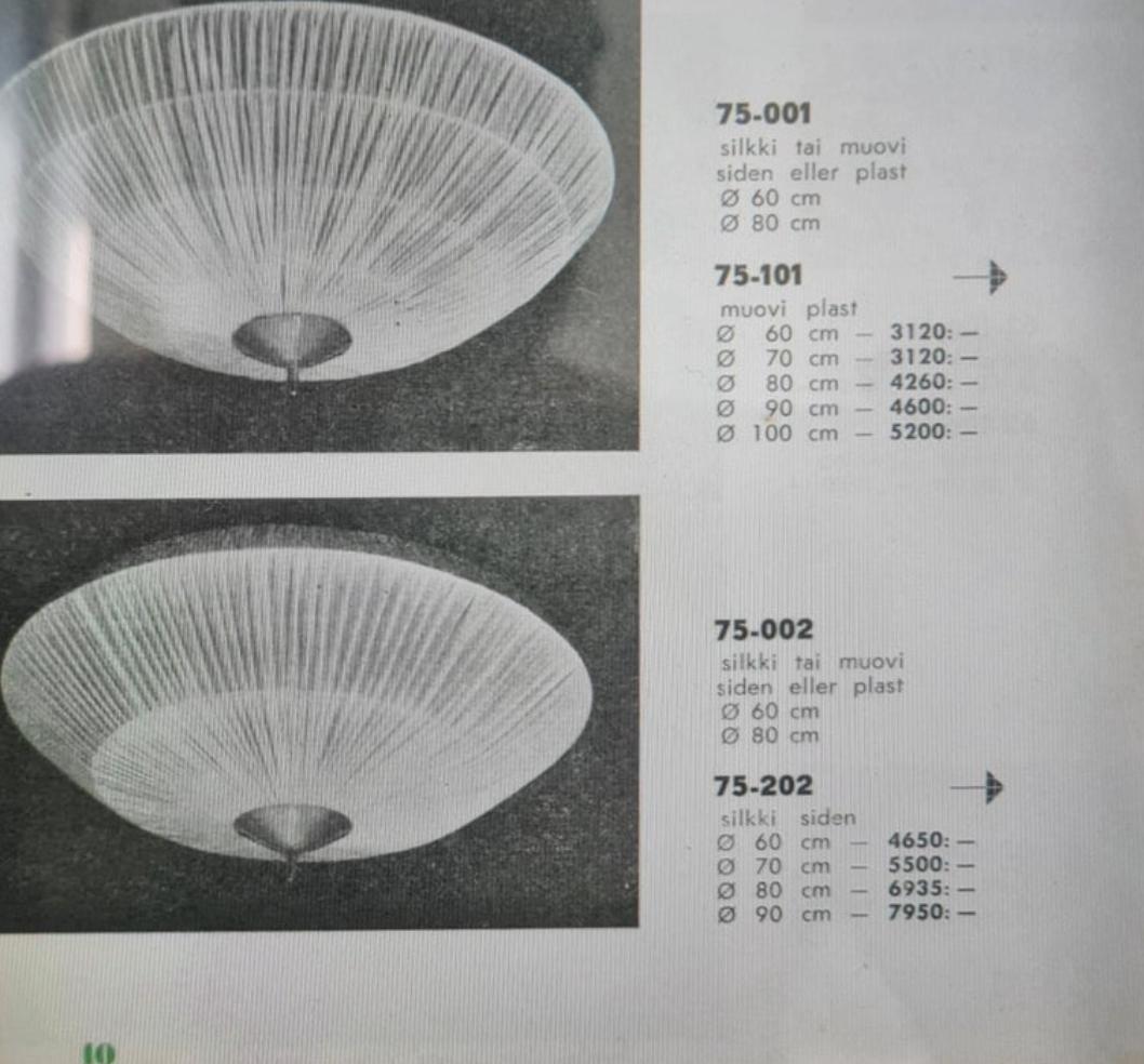 Große Einbaubeleuchtung in finnischem Design aus Messing und weißem Textil, Modell 75-002, 1950er Jahre im Angebot 6