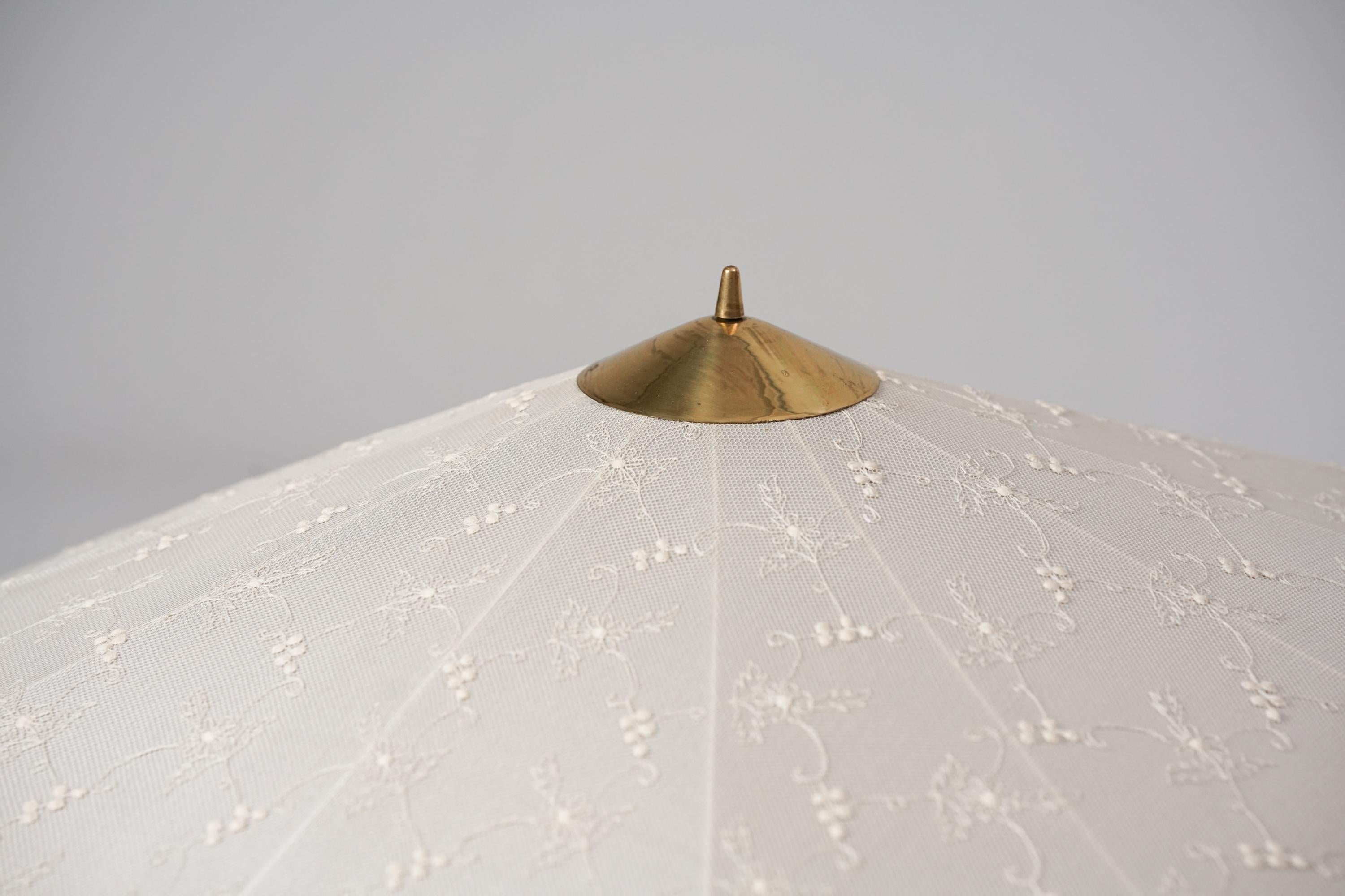 Large Finnish Floral Silk Flush Mount, 1940s For Sale 3