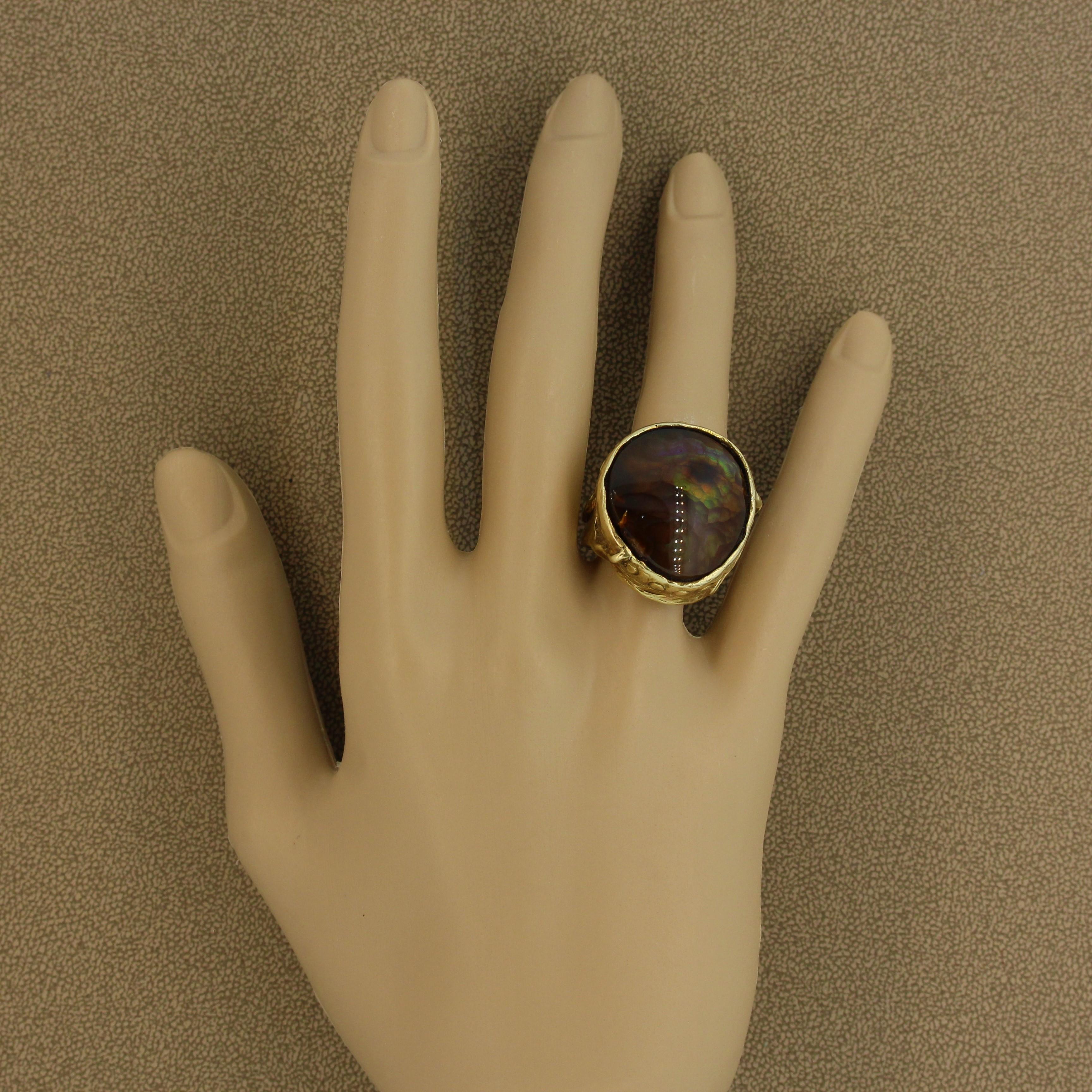 Women's or Men's Large Fire Agate Gold Ring