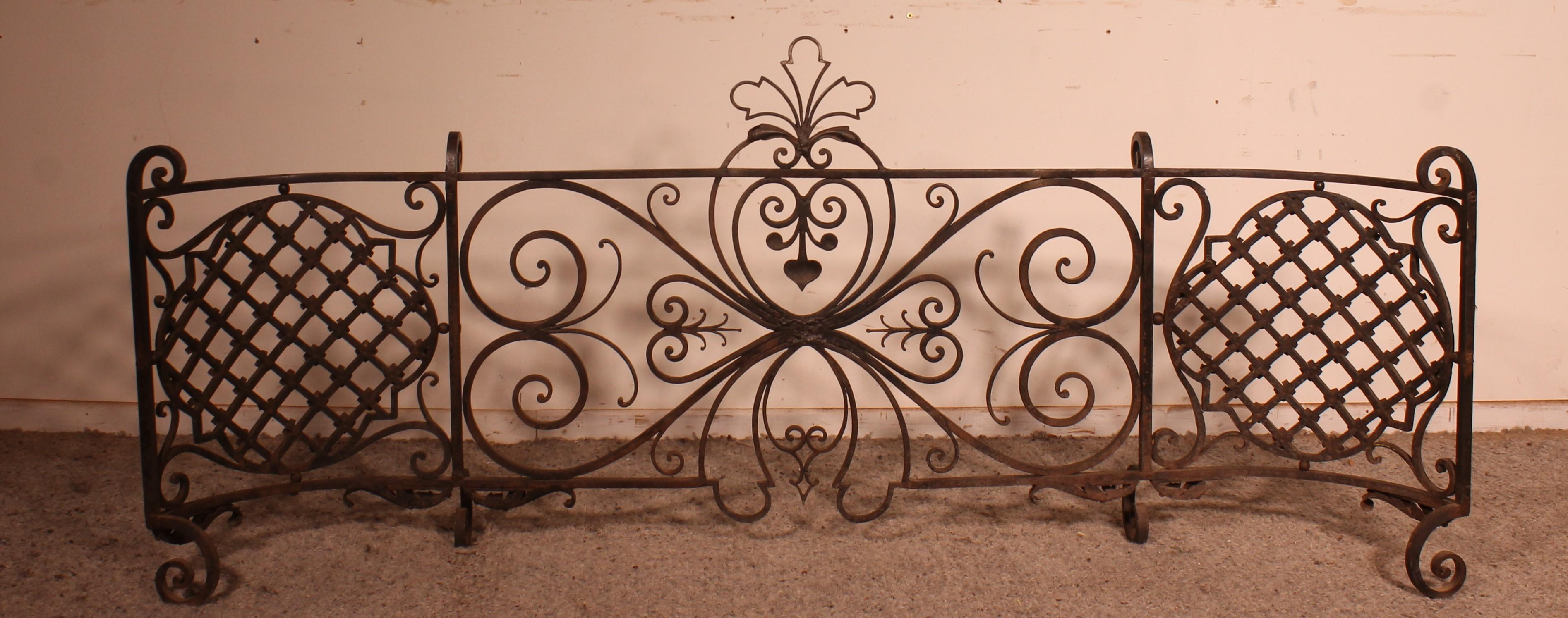 Large Fire Place Screen Or Firewall In Wrought Iron-19th Century For Sale 5