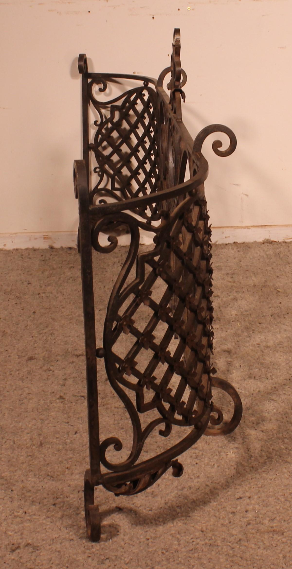 Large Fire Place Screen Or Firewall In Wrought Iron-19th Century For Sale 6