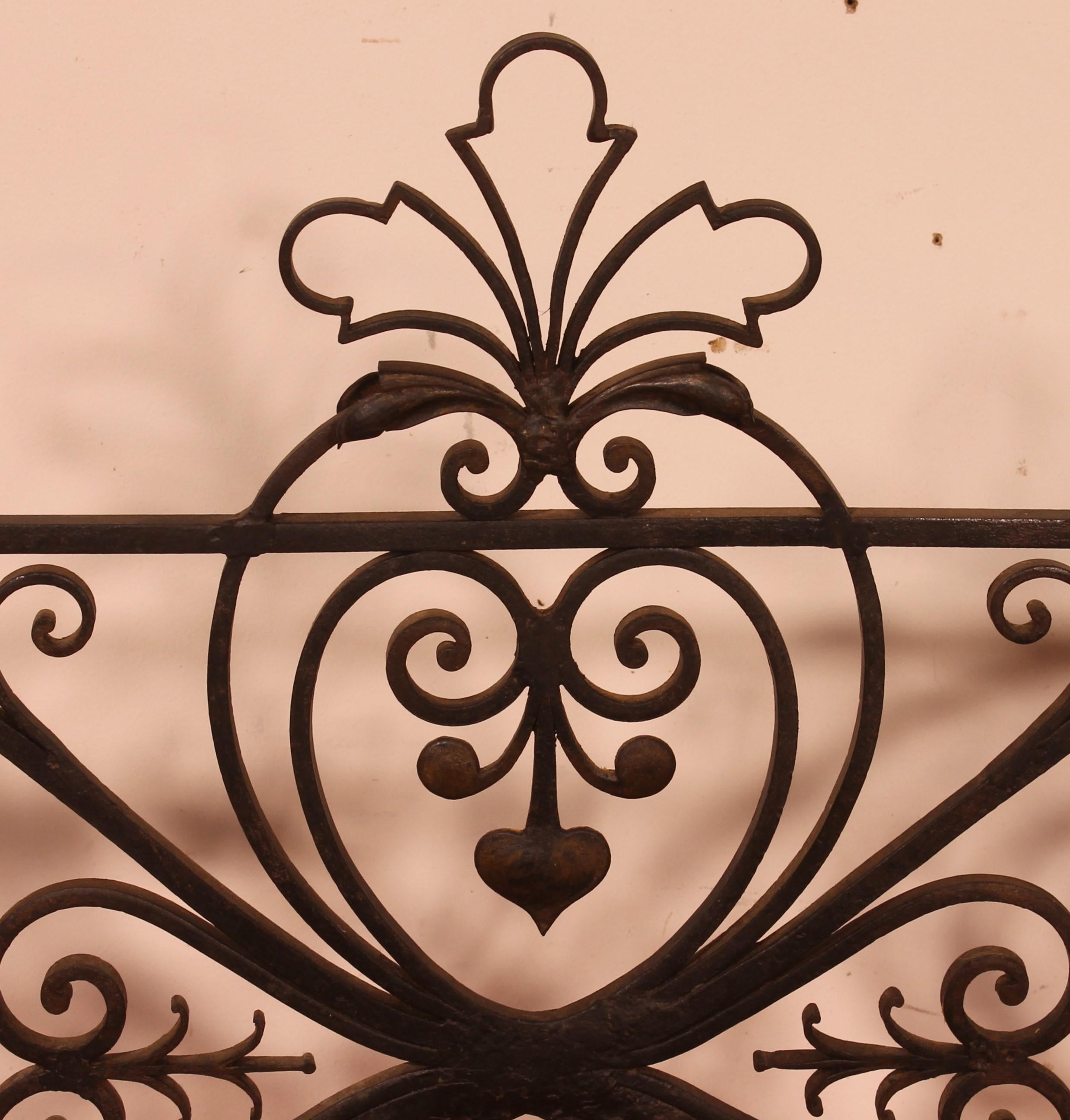 European Large Fire Place Screen Or Firewall In Wrought Iron-19th Century For Sale