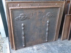 Large Fireback / Backsplash with Pillars of Hercules with Angels, Dated 1733