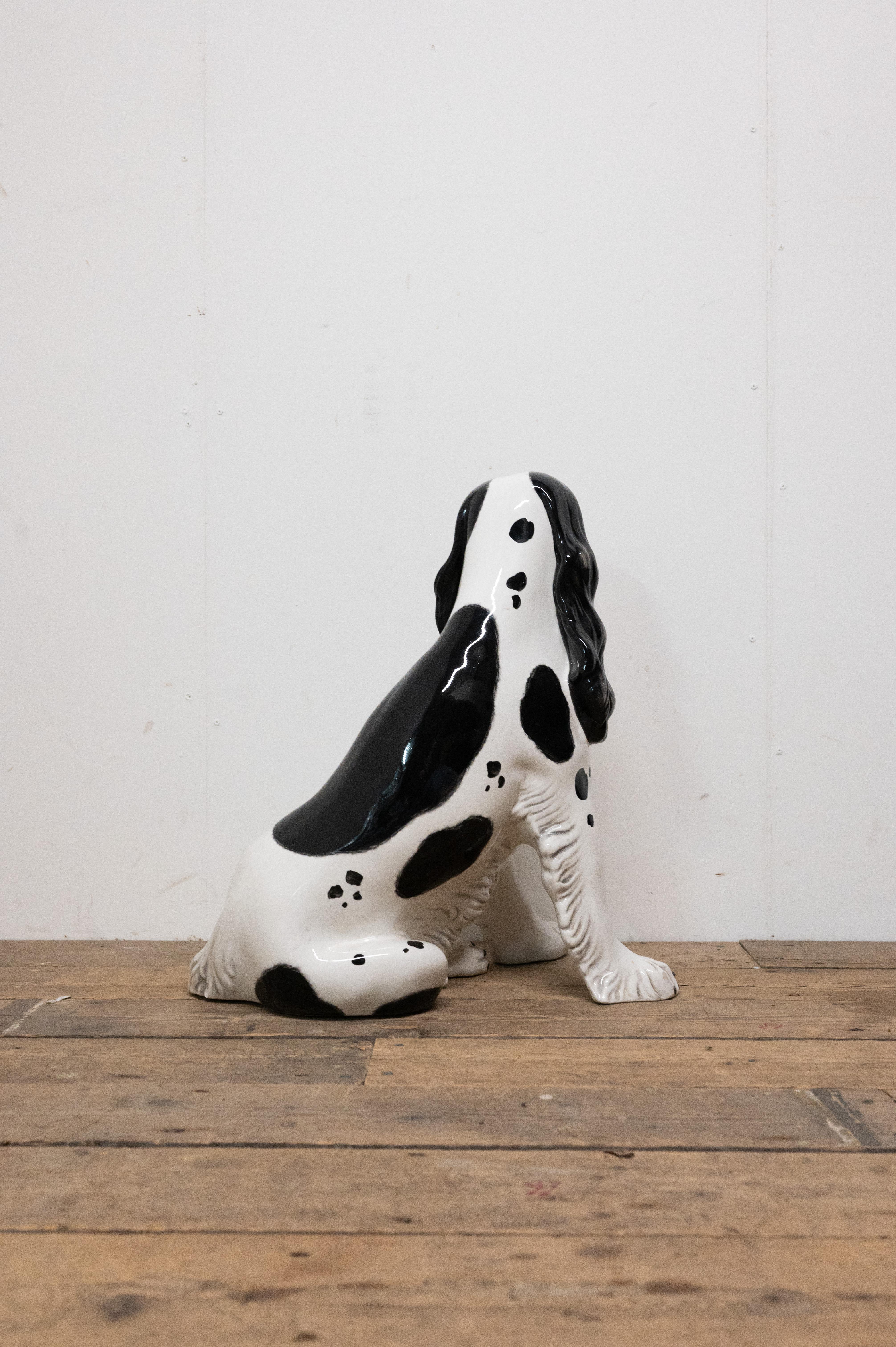 Ceramic Large Fireside Italian Statue Of A Cocker Spaniel For Sale