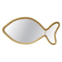 Grande specchio a forma di pesce in corda, Francia, anni ’60