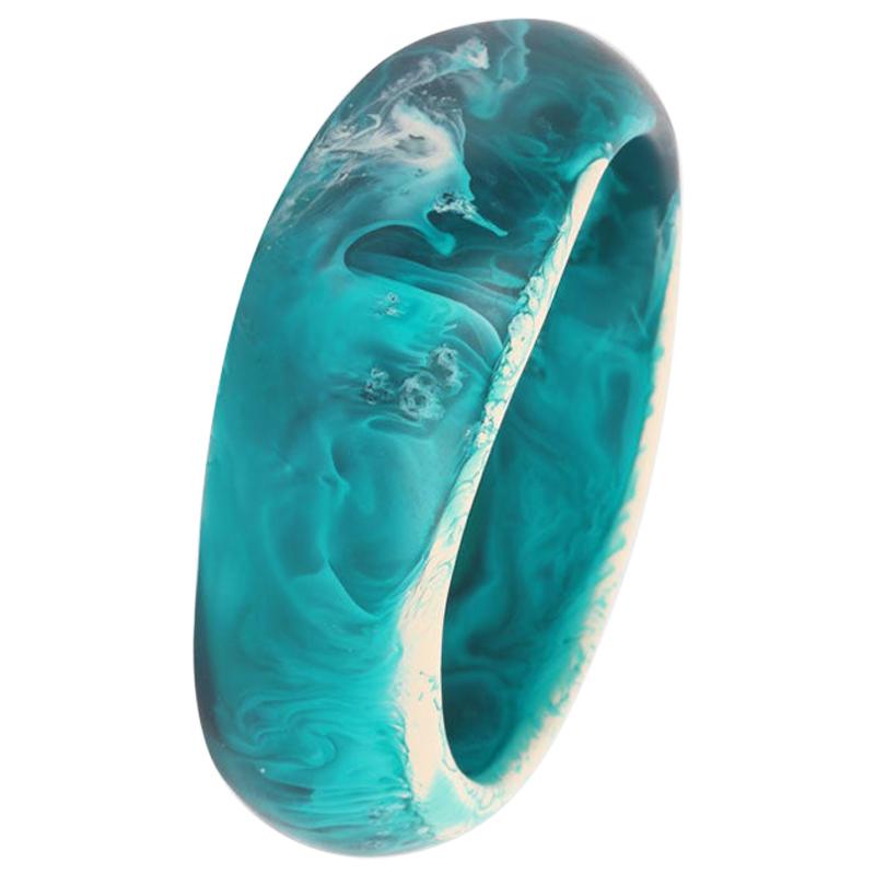 Large Fit Large Resin Organic Bangle in Lagoon For Sale