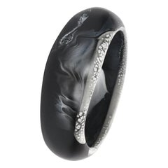 Large Fit Resin Large Organic Bangle in Black Marble