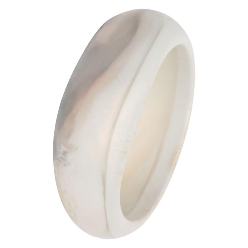 Large Fit Resin Large Organic Bangle in Sandy Pearl For Sale