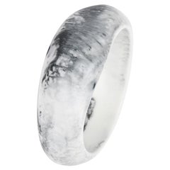 Large Fit Resin Large Organic Bangle in White Marble