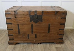 Large Fitted Iron Banded Merchants Chest  This is a large heavy and very strong