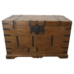 Large Fitted Iron Banded Merchants Chest  This is a large heavy and very strong
