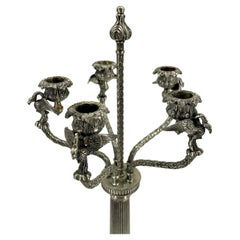 Large 5-Armed Silver Plate Griffon Vultures Candelabra