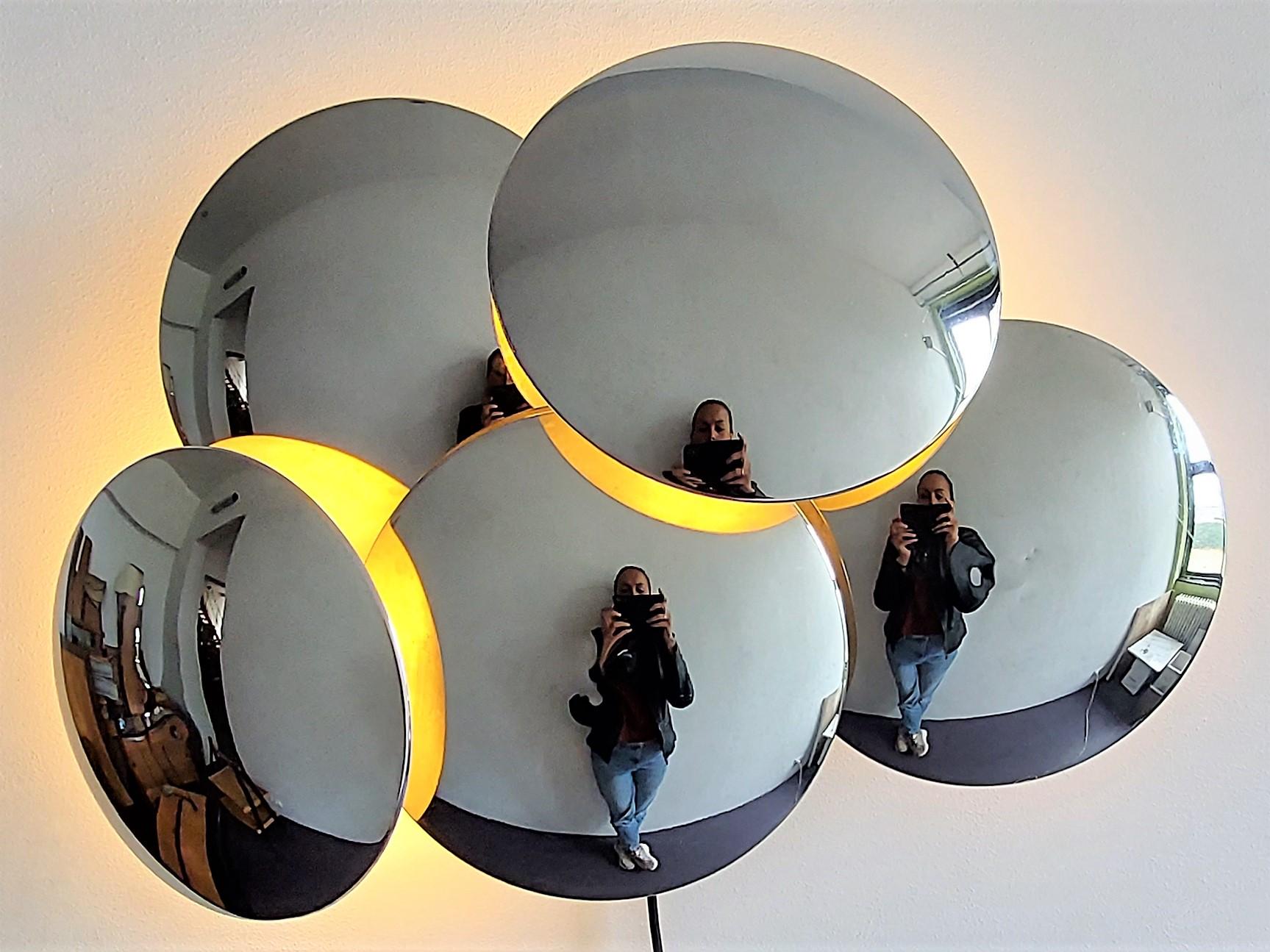 Late 20th Century Large Five-Disc Wall Lamp by Goffredo Reggiani for Reggiani, Italy 1970's
