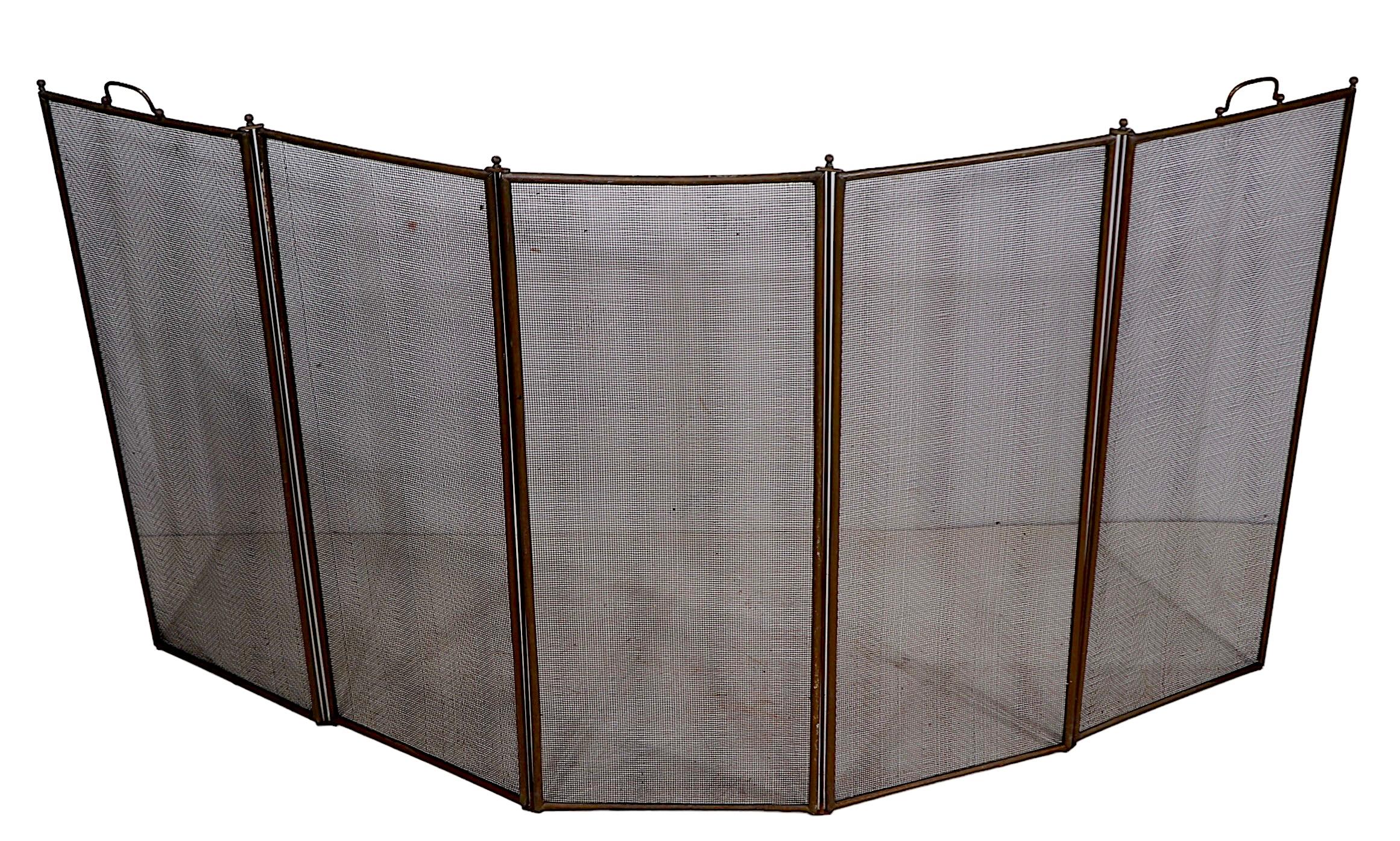 American Classical Large Five Fold Fireplace Screen Spark Gard  For Sale