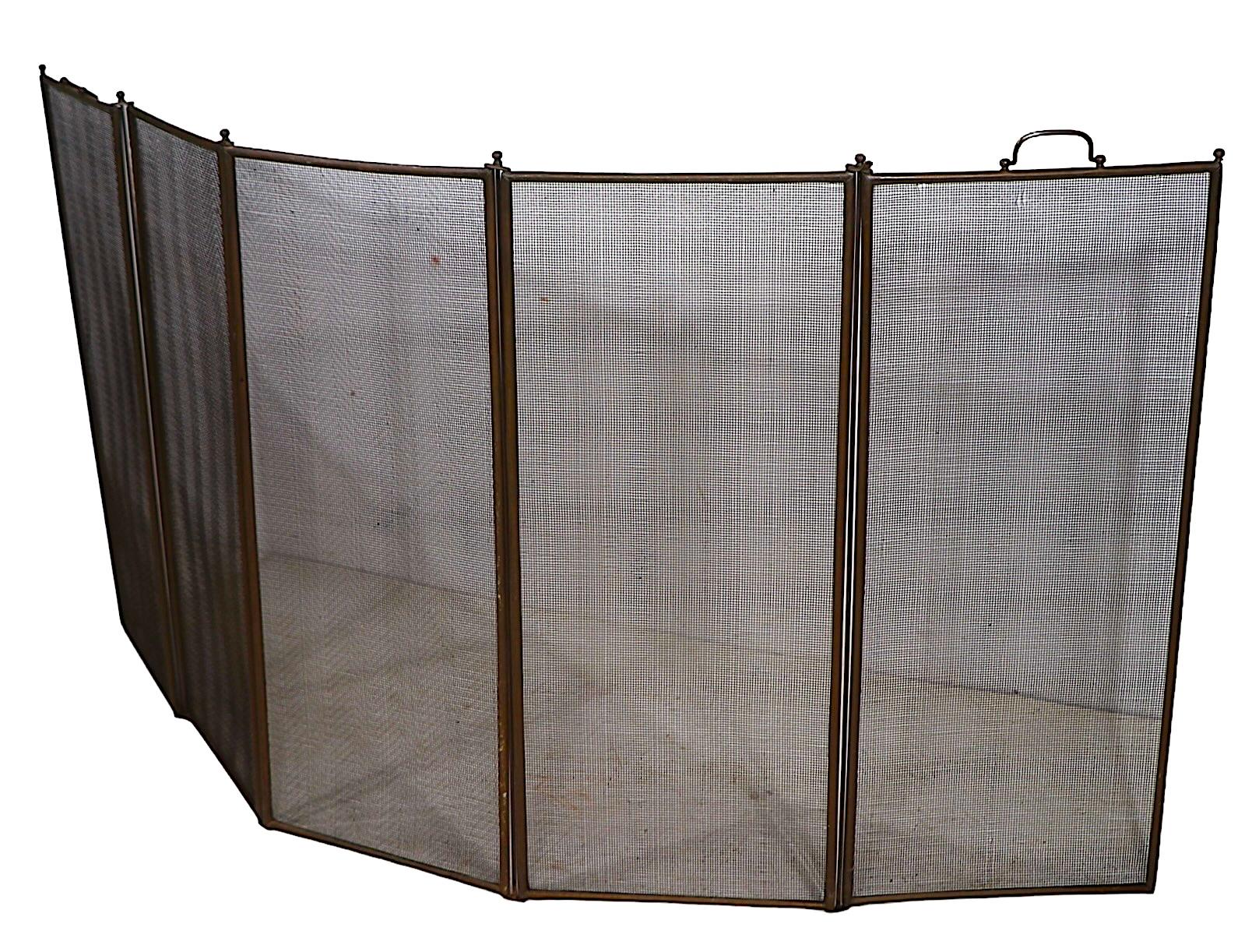 American Large Five Fold Fireplace Screen Spark Gard  For Sale