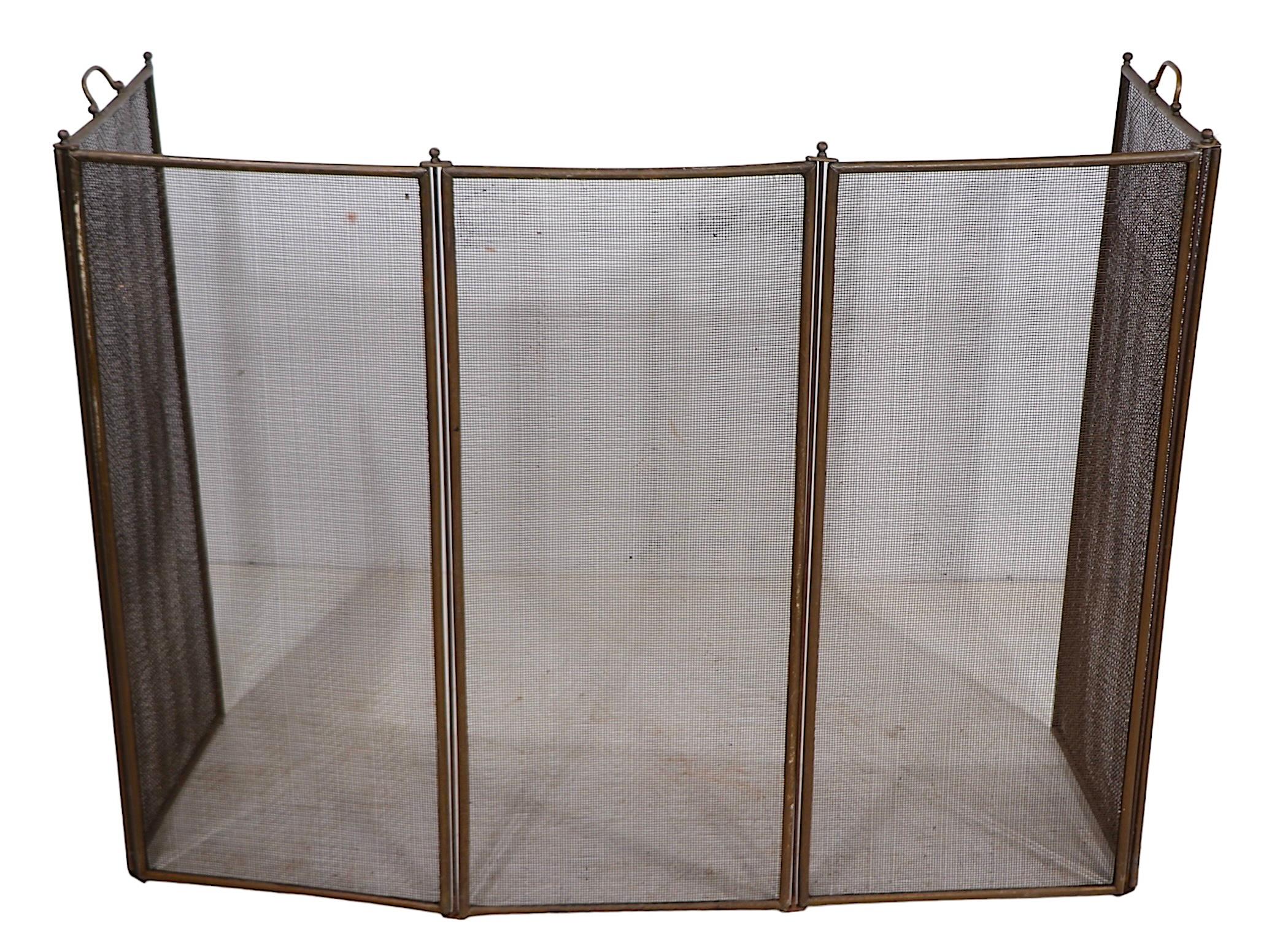 Metal Large Five Fold Fireplace Screen Spark Gard  For Sale