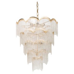 Large Five Tier Frosted Glass Waterfall Chandelier England, C.1970