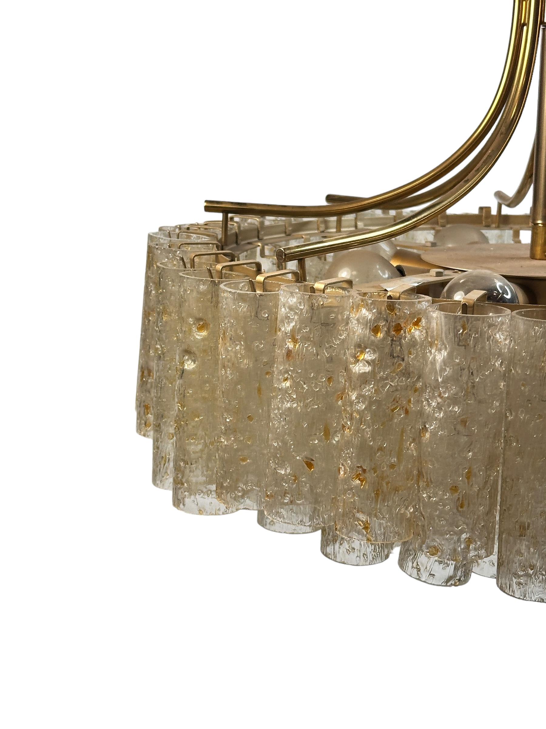 Large Five - Tier Glass Tube Chandelier by Doria Leuchten, Germany, 1960s For Sale 4
