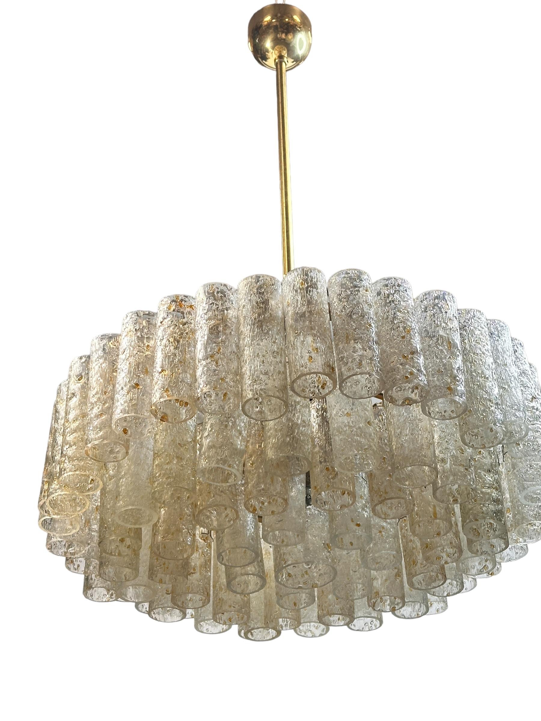 Mid-20th Century Large Five - Tier Glass Tube Chandelier by Doria Leuchten, Germany, 1960s For Sale