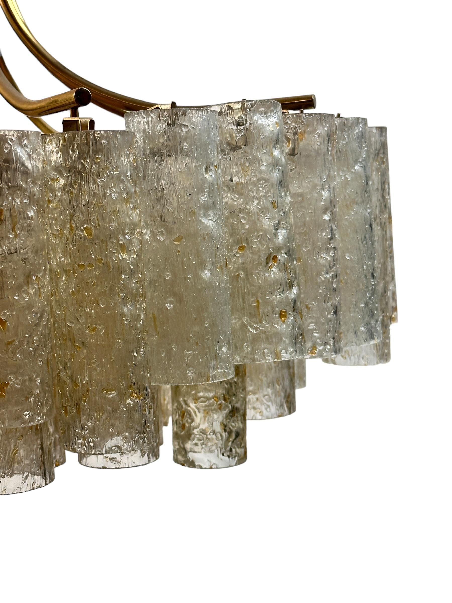 Large Five - Tier Glass Tube Chandelier by Doria Leuchten, Germany, 1960s For Sale 1