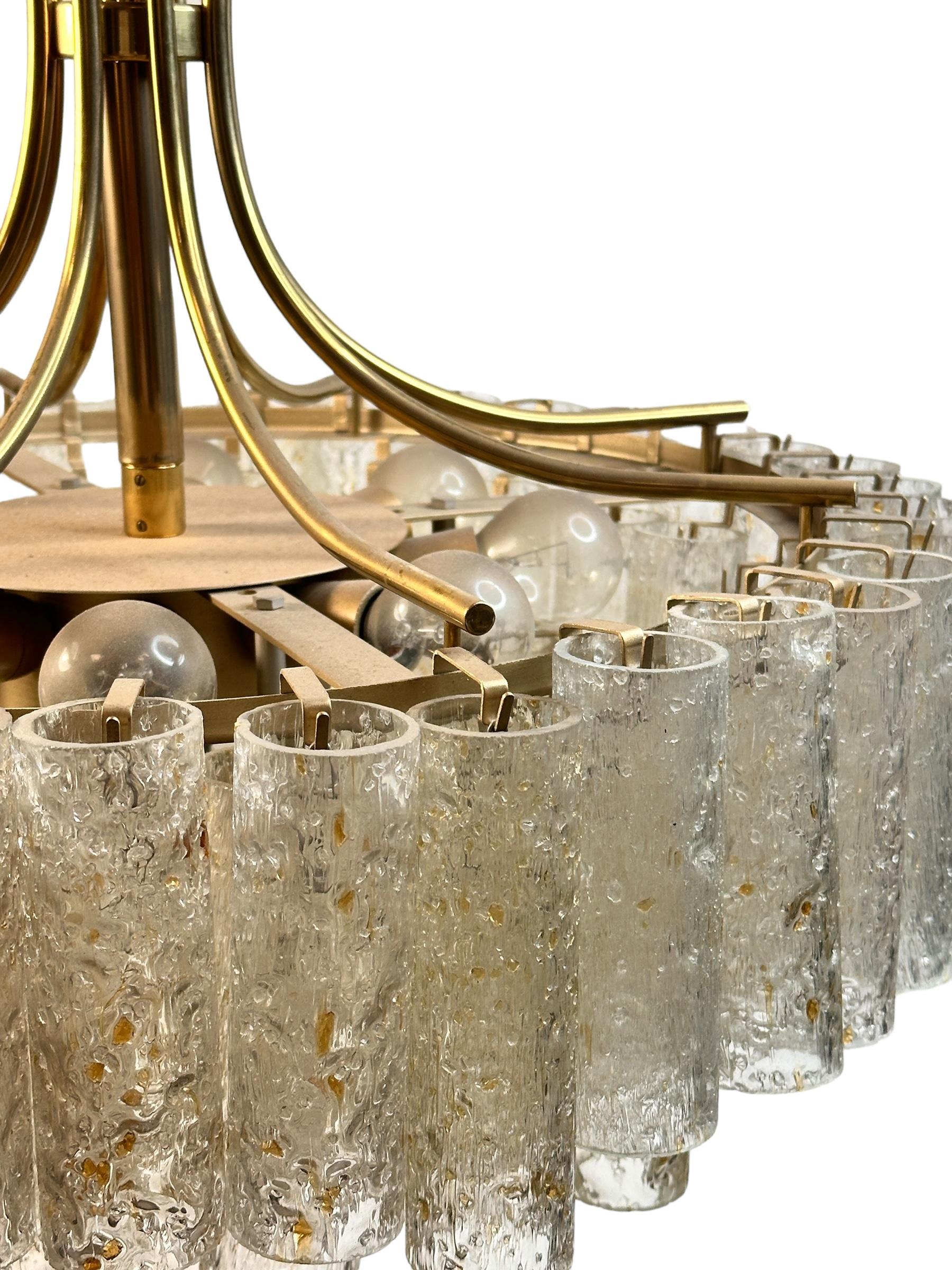Large Five - Tier Glass Tube Chandelier by Doria Leuchten, Germany, 1960s For Sale 2