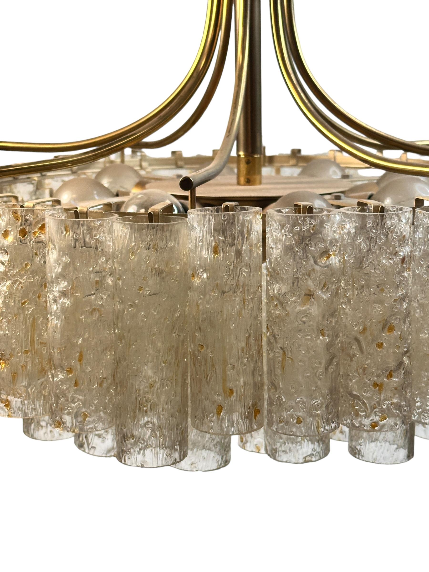 Large Five - Tier Glass Tube Chandelier by Doria Leuchten, Germany, 1960s For Sale 3