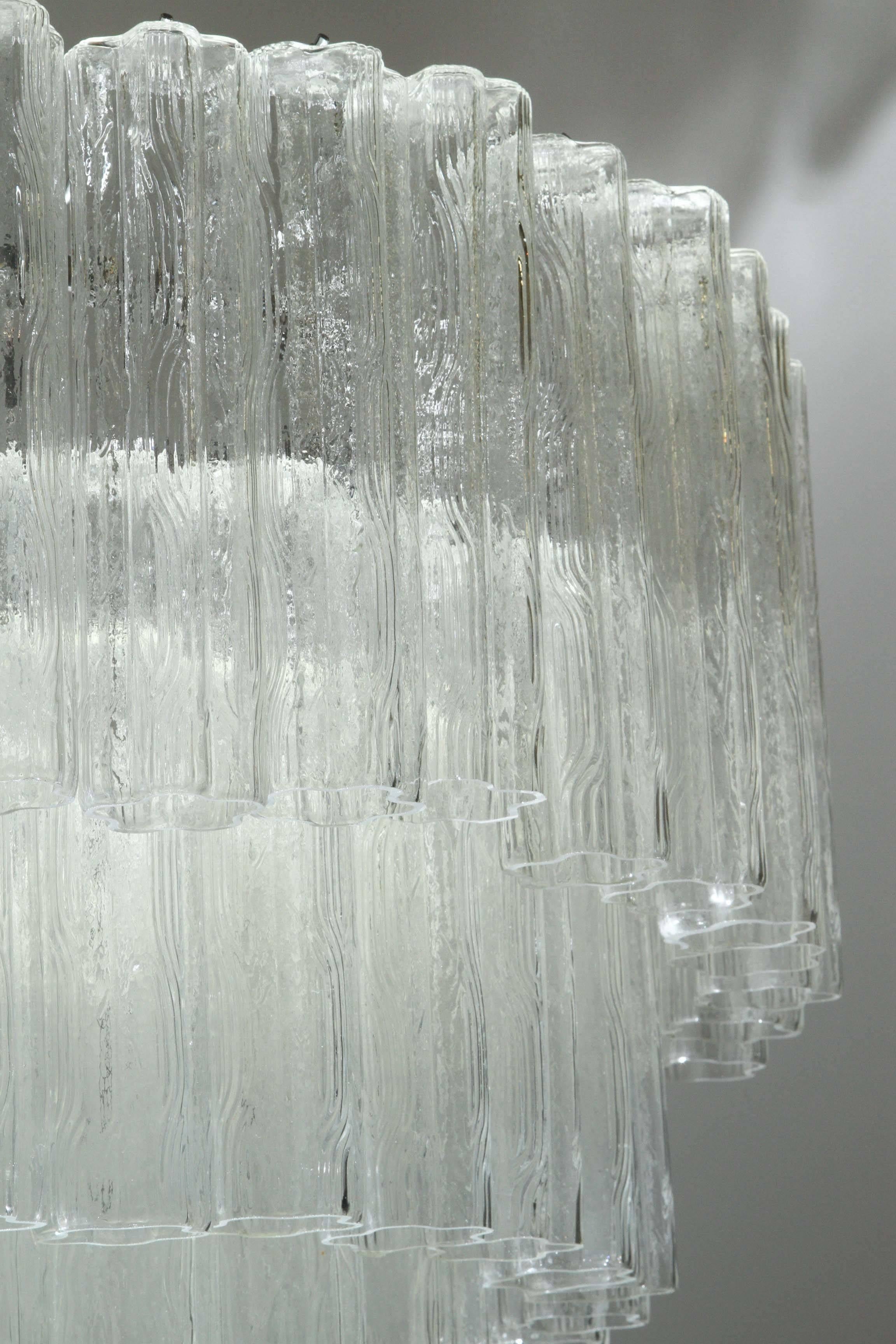 Large Five-Tier Tronchi Tube Chandelier by Camer In Excellent Condition In New York, NY