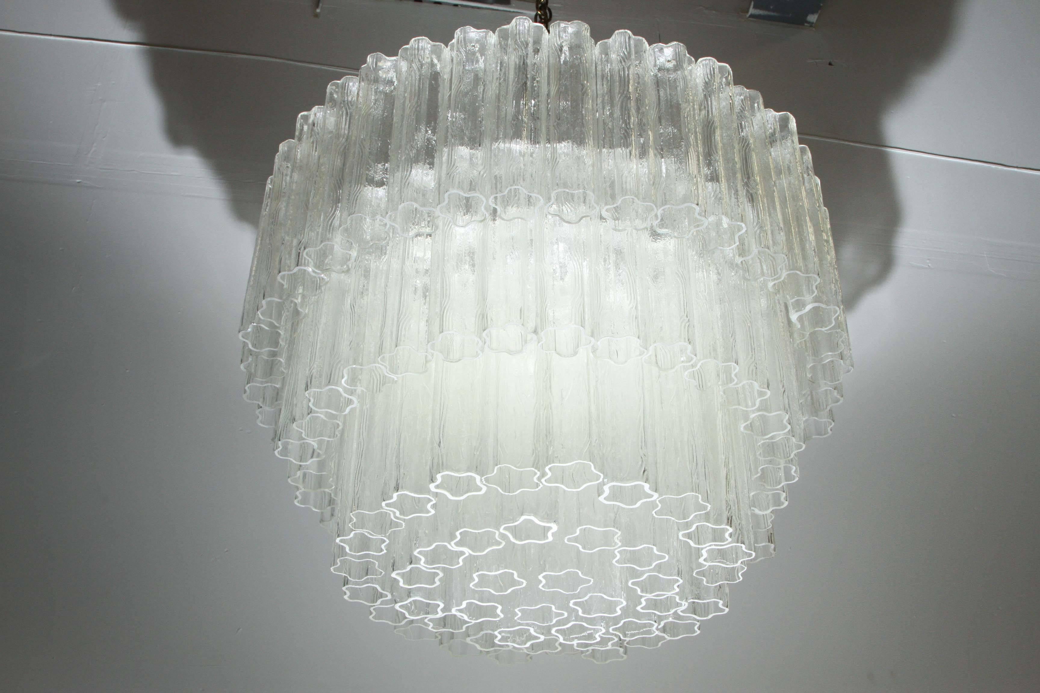Glass Large Five-Tier Tronchi Tube Chandelier by Camer