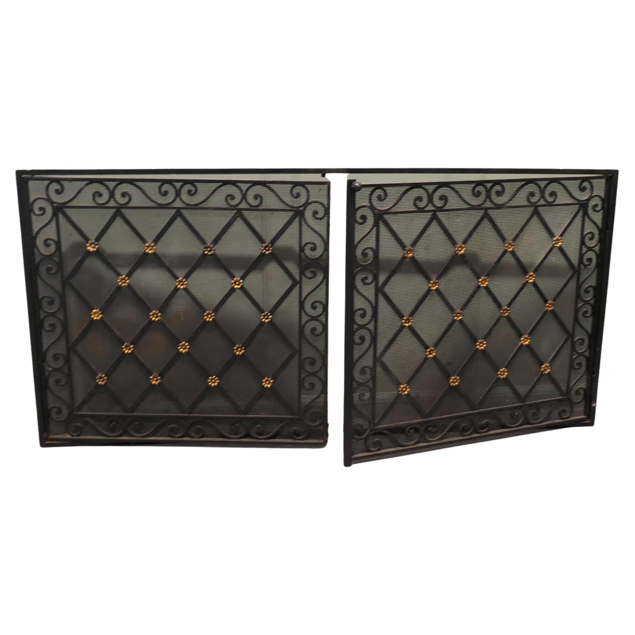 Large Fixed Wrought Iron Fire Guard For Sale