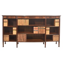 Large Flame Mahogany Breakfront Open Bookcase