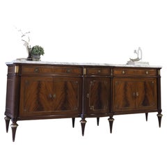 Vintage Large Flame Mahogany Sideboard with Marble
